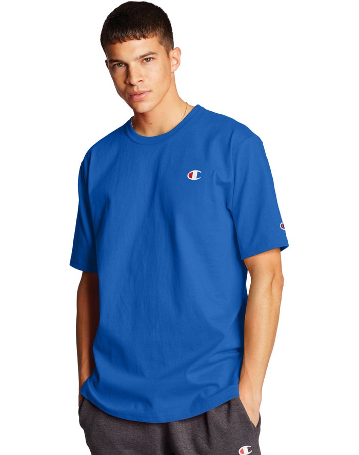 Champion Herre T-Shirts Blå - Heritage C Logo - Danmark RBX-842360